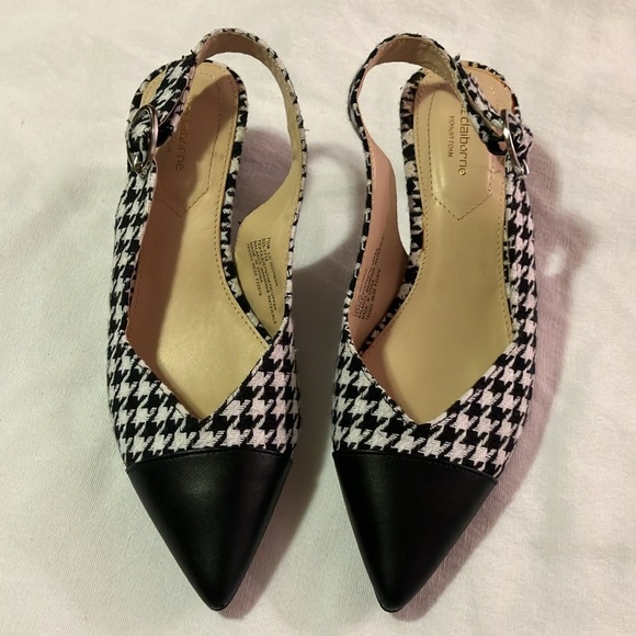 Liz Claiborne pointed toe Houndstooth sling back kitten heel Heel size 7.5 - Picture 6 of 7